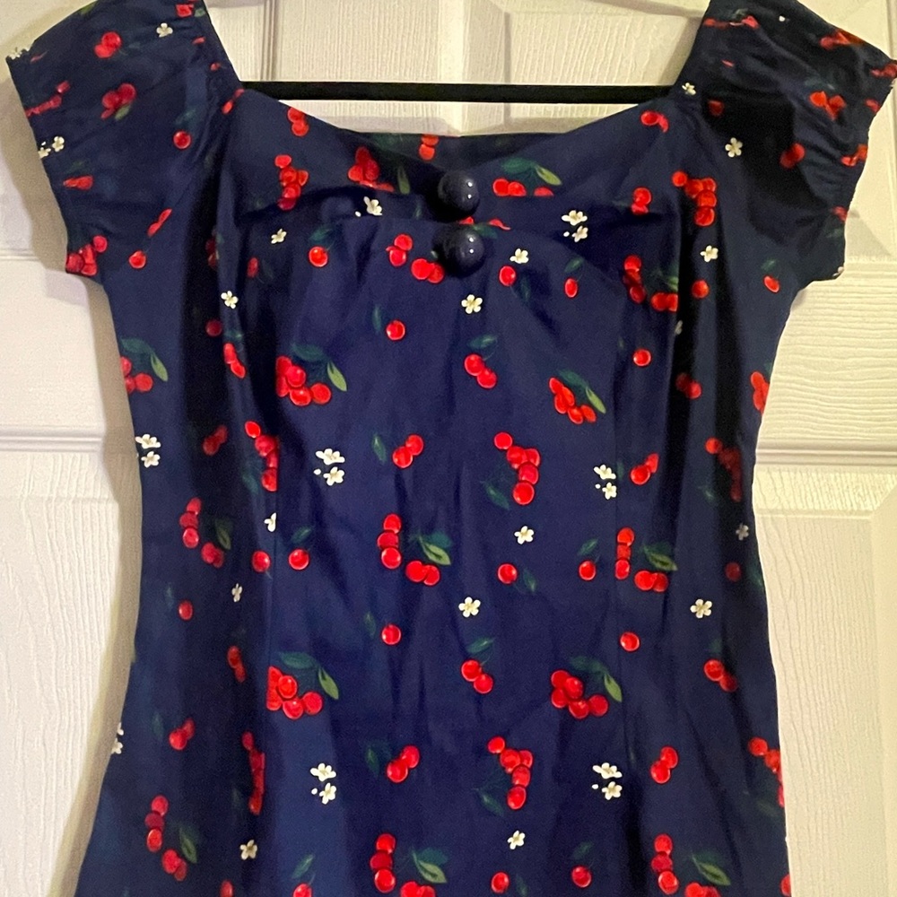 Y2K NWT Blue Cherry Rockabilly Milkmaid Pinup Top